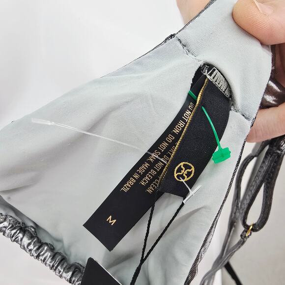 Vix Paula Hermanny Metallic Silver Bikini Top M New - Picture 11 of 12